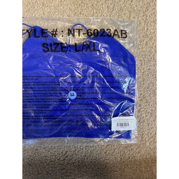 Zenana Phoebe Double Strap Brami Bright Blue Ribbed Seamless Crop Top NT-6023AB - Picture 6 of 6